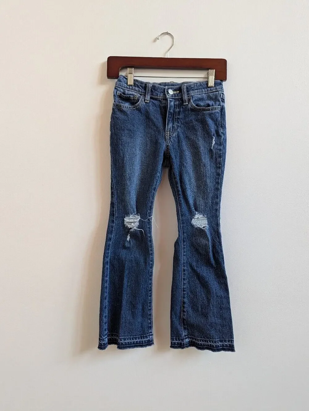 Old Navy Jeans 10 Girls High Rise Flare Medium Wash Distressed